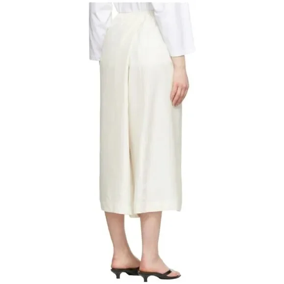 NWT Toteme Habitual Wrap Wide Leg 100% Silk Ivory Trousers Rare Find SZ EU 32 - Picture 9 of 13